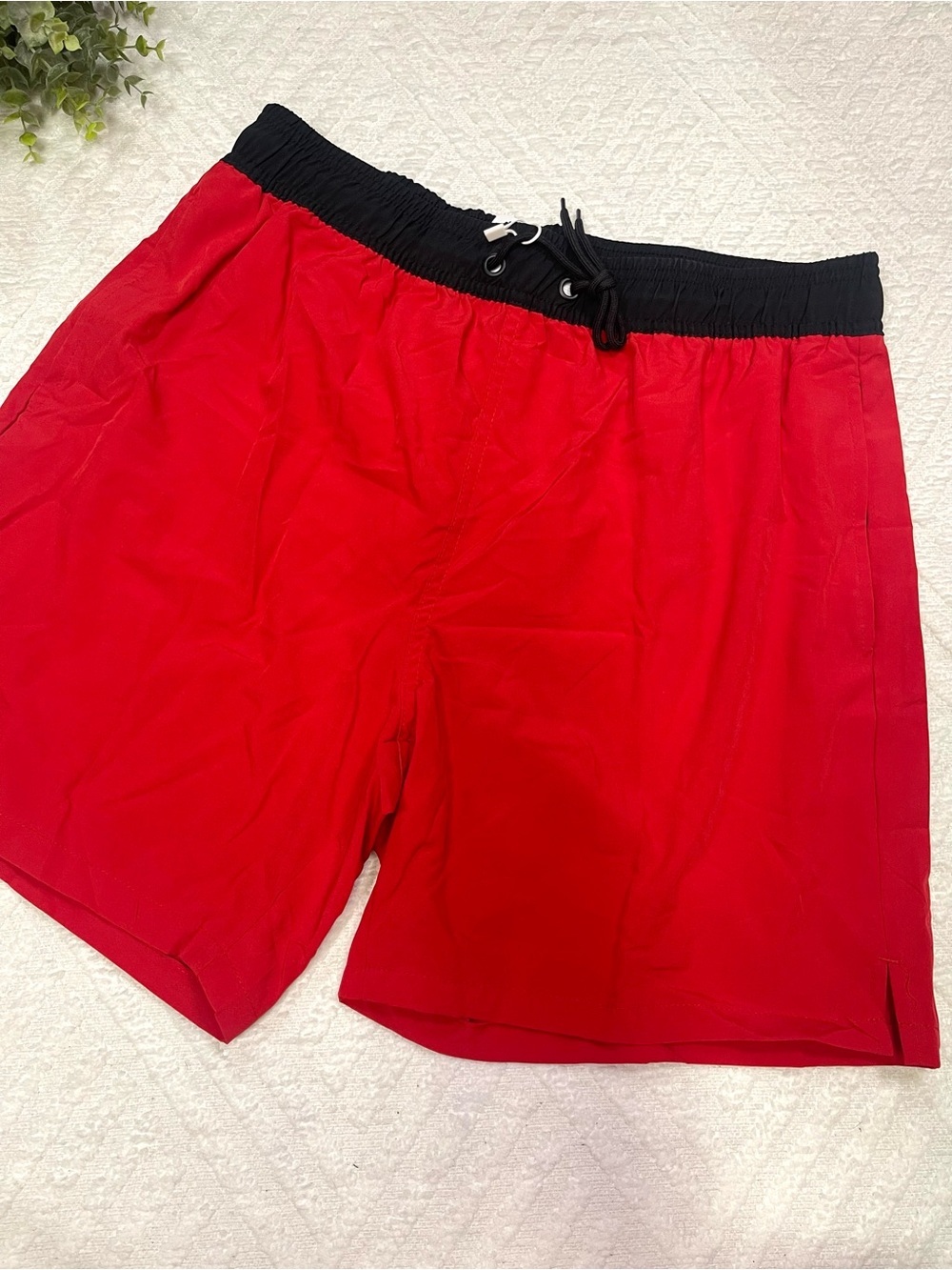 Arcweg Men's Red Swim Shorts Mesh Lined Zipper Pocket Size M